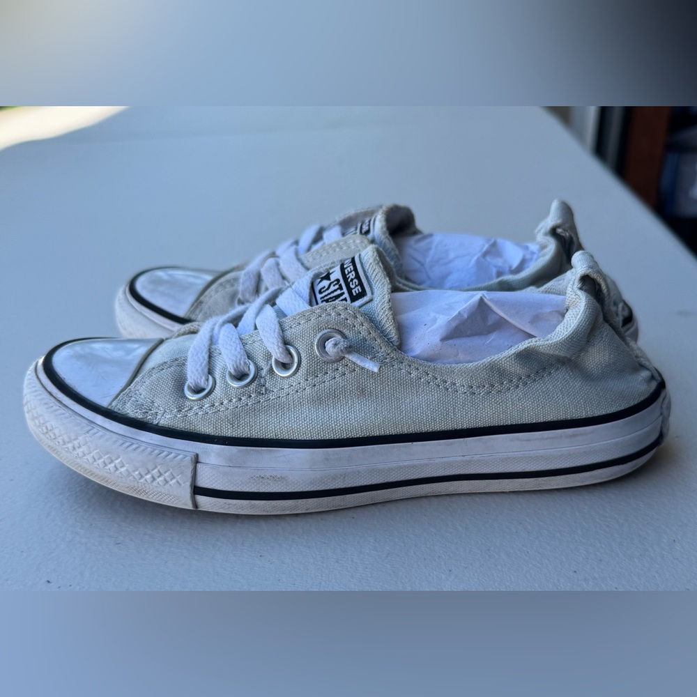 Converse Kids All-Star Low-Top Canvas Sneakers in Light Gray and White, Size 5.5